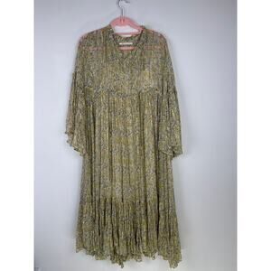 Ne Quittez Pas Gold Metallic Boho Dress Sz.S